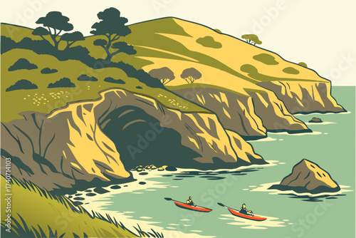 Santa Cruz Island in California, cliffs, caves, and kayaking in Channel Islands National Park