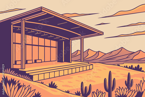 Santa Fe Opera House in New Mexico, open-air desert stage with panoramic mountain views