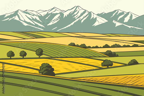 Salt Lake Valley Fields in Utah, patchwork farmland with Wasatch Mountains in distance