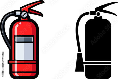 Fire extinguisher stands ready for emergency use in public building, ensuring safety and preparedness for potential fire hazards.