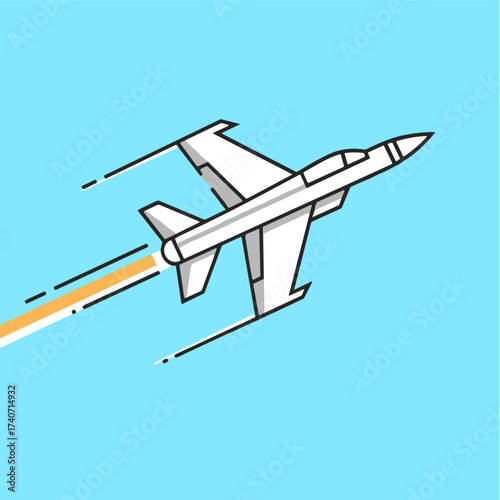 Fighter jet at supersonic speed  icon logo flat vector design