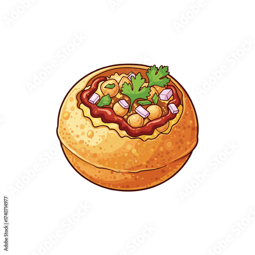 Phuchka, Fuchka, desi snacks icon logo flat vector design