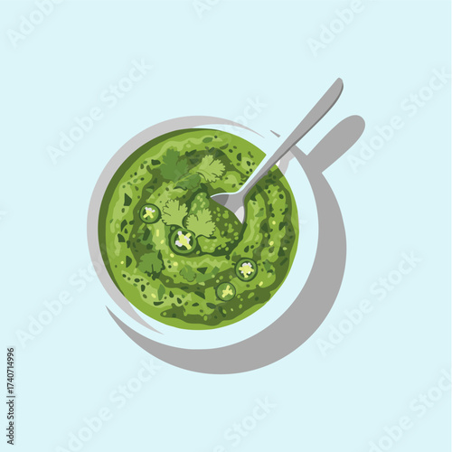 A plate of chutney icon logo flat vector design