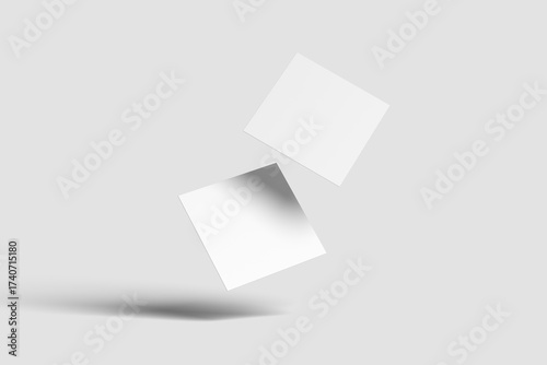 Blank square business card mockup