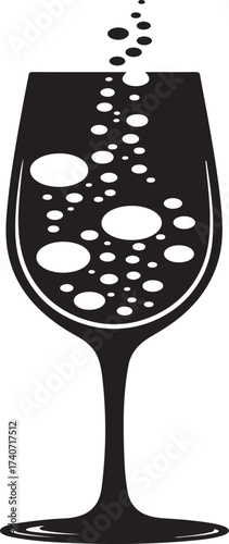 Elegant champagne glass silhouette with vibrant bubbles rising offers a modern, clean aesthetic for celebrations and special occasions