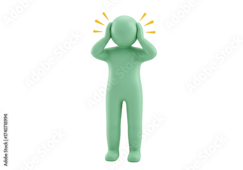 Isolated stress overwhelmed person with headache or problems having a mental breakdown