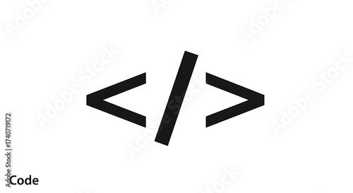 Black code symbol consisting of angle brackets and a slash on a white background simple design ai generated