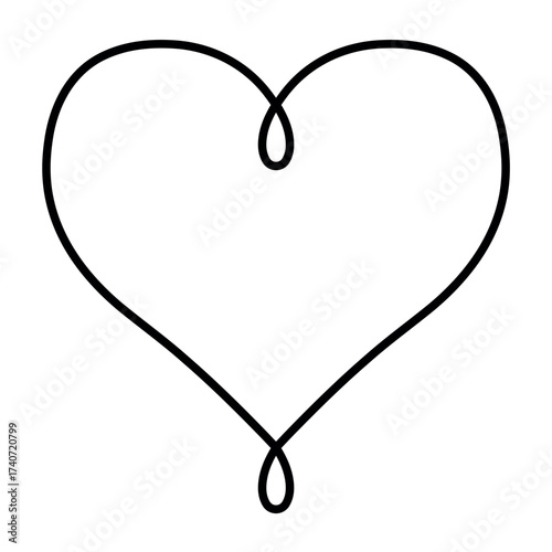 Openwork heart with calligraphy swirls and loops, heart declaration love