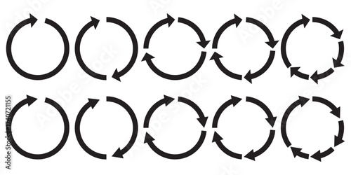 rotation icon collection, circle arrow icon. refresh icon, reload icon. circular arrow icon vector illustration