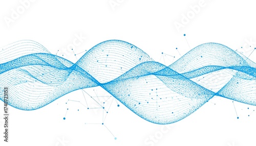 Abstract Digital Waveform Design with Connected Dots on White Background
