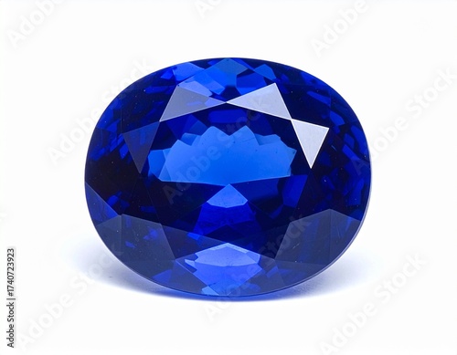 Elegant Sapphire Stone Displayed on White Background