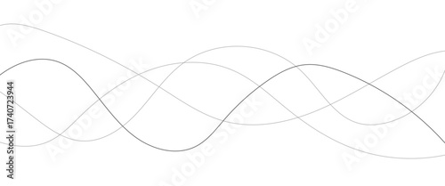 Abstract black lines wave curve motion on white background. Thin wavy line abstract background wave line horizontal divider outline minimalist background.