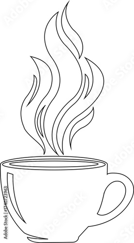 Hot coffee cup icon. Coffee doodles vector icon. Vector cup of tea, Coffee for menu Cafe, bar, isolated on the white background, with heart love teacup isolated fresh clipart image.