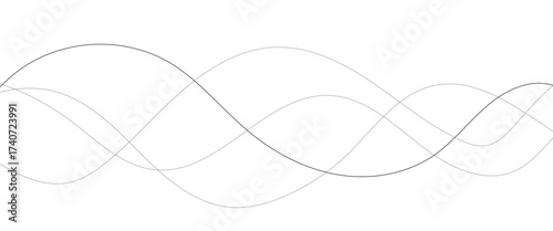 Abstract black lines wave curve motion on white background. Thin wavy line abstract background wave line horizontal divider outline minimalist background.