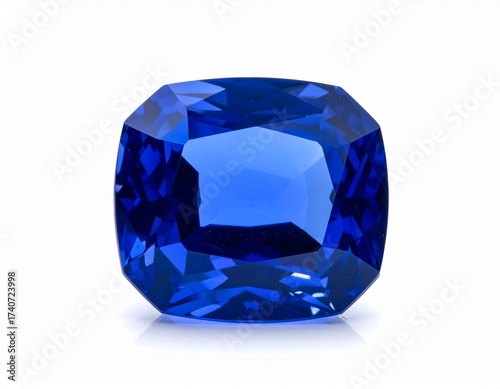 Elegant Sapphire Stone Displayed on White Background