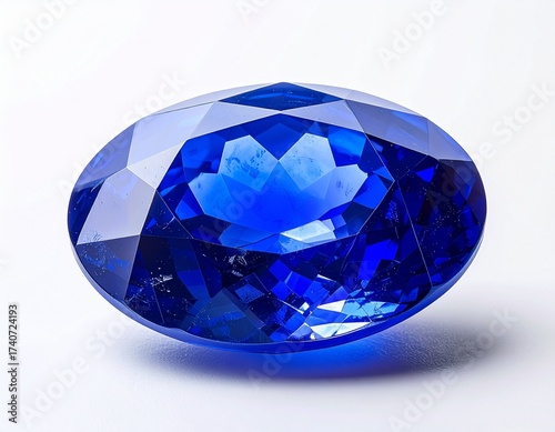 Deep Blue Sapphire Jewel with Faceted Surface