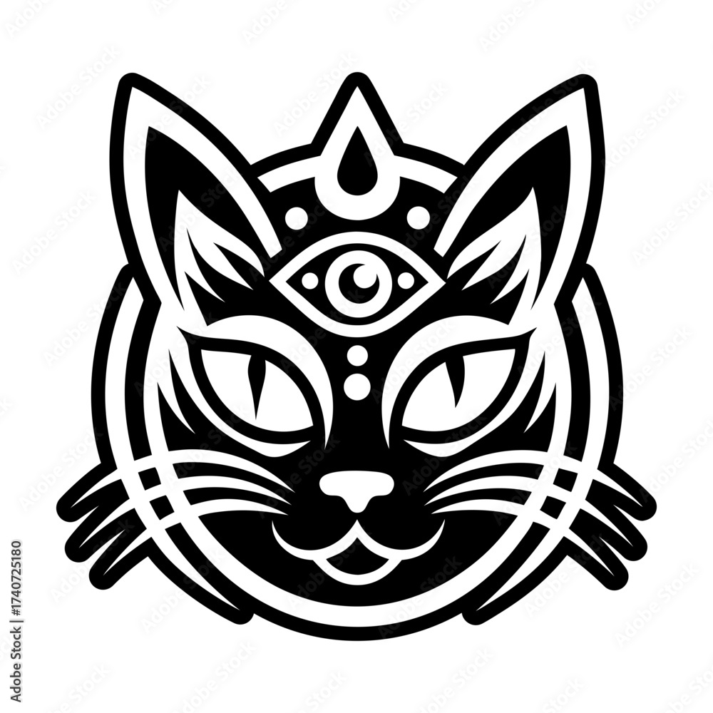 Fototapeta premium Glyph style icon showing cat head logo