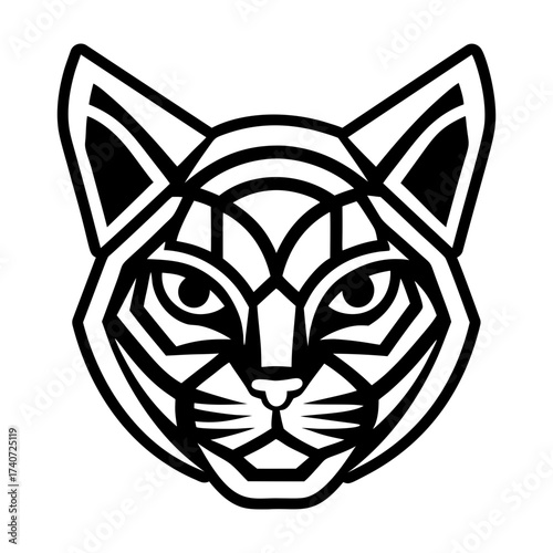 A glyph style icon depicting feline logo
