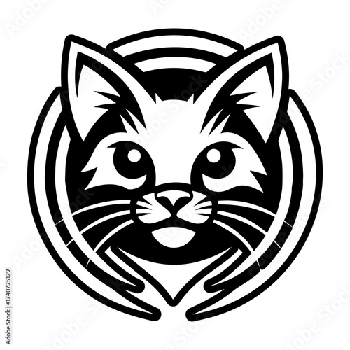 Glyph style icon showing cat mascot