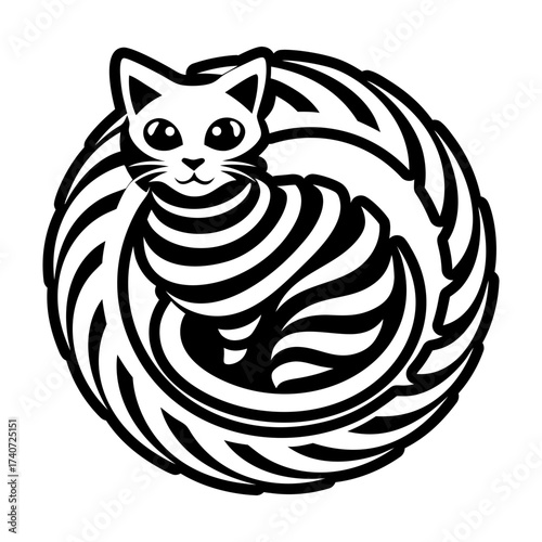 A glyph style icon depicting feline logo