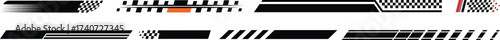 Racing cars and race car stripes set, angled checkered patterns, checkered flag, start and finish line, motocross labels, dynamic lines, motorsport, racing stripe speed, sport decals, tuning stickers