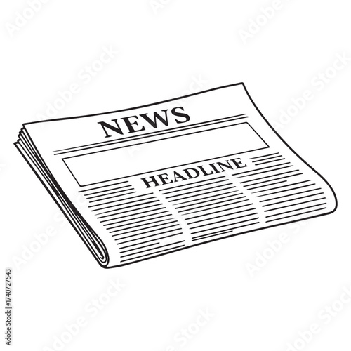 Newspaper Headline News Vector Illustration Black and White Graphic