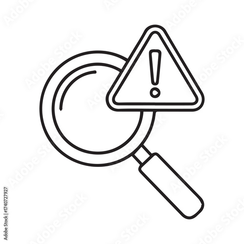 Magnifying Glass Inspecting Warning Sign Risk Analysis Icon
