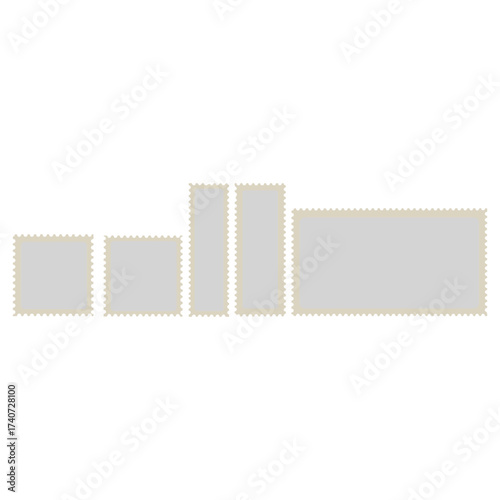 Blank Postage Stamps Vintage Collection Philately Mockup Vector Illustration