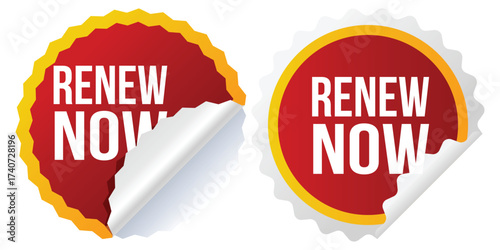 Renew Now Sticker Vector Template Collection – Editable Labels and Web Elements
