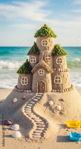 Sandy Castle on the Beach.