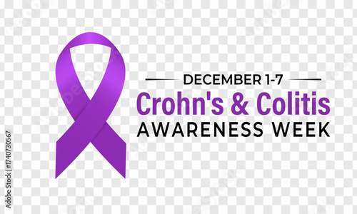 Crohn's and Colitis Awareness Week , Dec 1–7 raises IBD awareness, supports patients, and promotes better treatment and care. Banner poster, social media and background design template. Vector. Eps 10