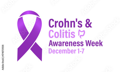 Crohn's and Colitis Awareness Week , Dec 1–7 raises IBD awareness, supports patients, and promotes better treatment and care. Banner poster, social media and background design template. Vector. Eps 10