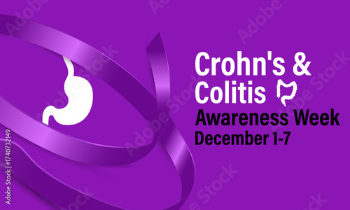 Crohn's and Colitis Awareness Week , Dec 1–7 raises IBD awareness, supports patients, and promotes better treatment and care. Banner poster, social media and background design template. Vector. Eps 10