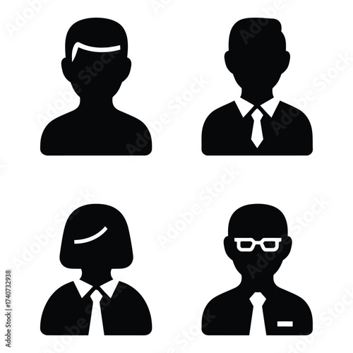 Diverse professional team icons silhouettes representing men women business people diversity silhouette