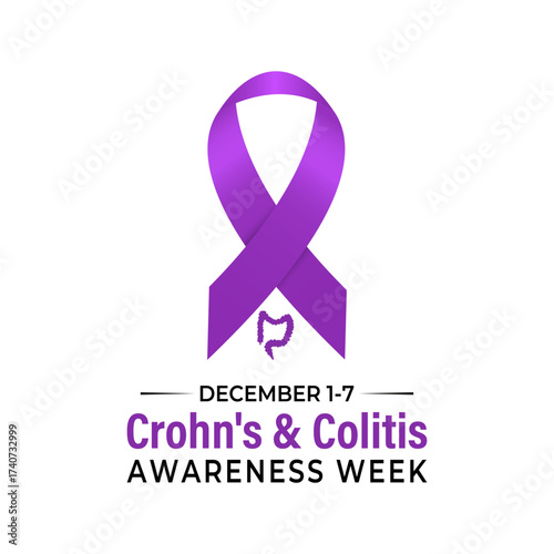 Crohn's and Colitis Awareness Week , Dec 1–7 raises IBD awareness, supports patients, and promotes better treatment and care. Banner poster, social media and background design template. Vector. Eps 10