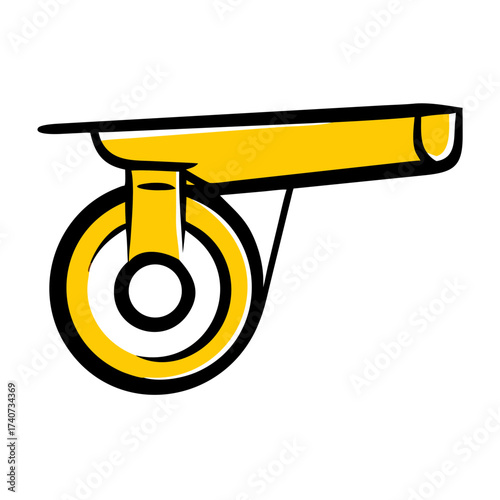 Heavy-duty caster wheel in yellow color with simple design  