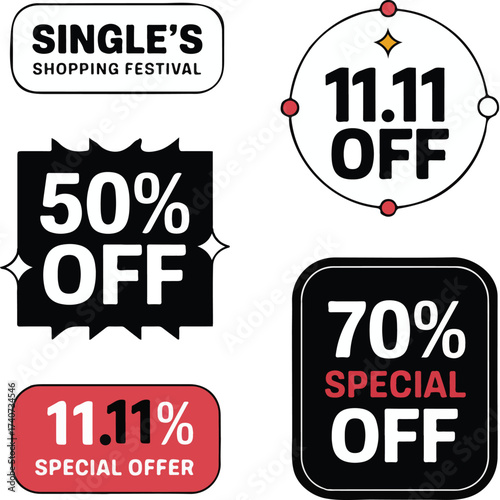 Sale banners advertising discounts for single s day and special offers