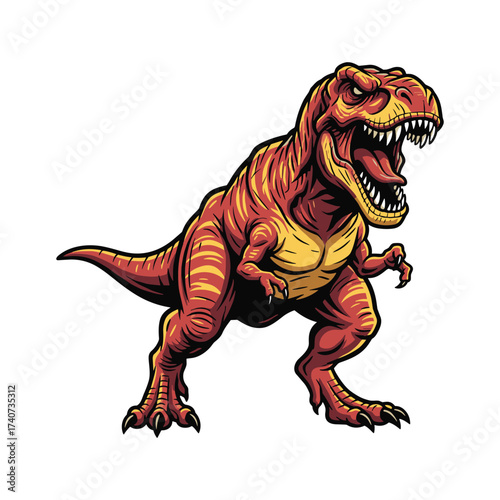 Fierce Roaring Red Tyrannosaurus Rex Illustration