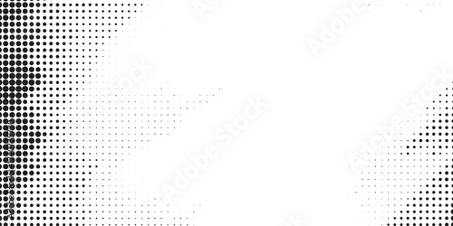 Black halftone pattern fading to white, creating a smooth gradient effect with dotted texture. Ideal for abstract art, modern backgrounds, and graphic design.