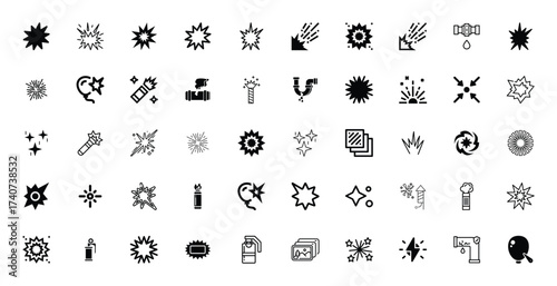 Collection of Explosion, Sparkle, and Firework Icons