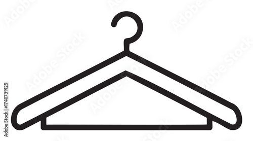 Black outline of a simple triangular clothes hanger, designed for organizing and storing clothing in wardrobes.
