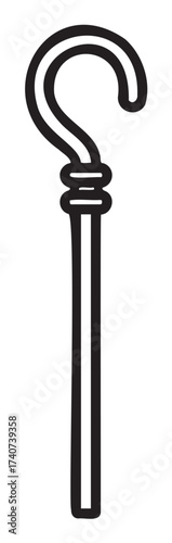 Black outline icon of a simple shepherd's crook with a curved handle, represented in a minimal linear style.