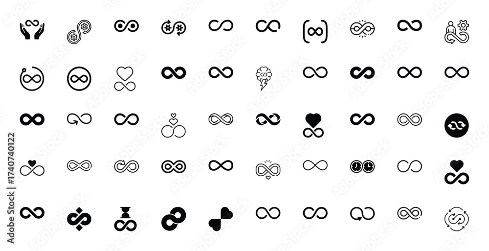 Naklejka premium Collection of Infinity Symbol Variations and Icons