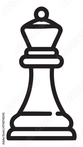 Black outline icon of a chess king piece with a simple design, used for board game and strategy contexts.