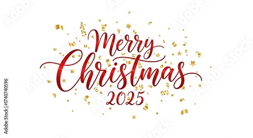 Elegant Merry Christmas 2025 festive greeting with golden sparkle decoration