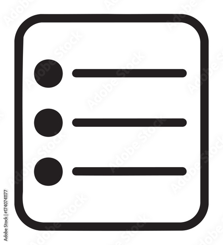 Black outline icon of a simple, bulleted list with three items displayed vertically in a minimalist style.