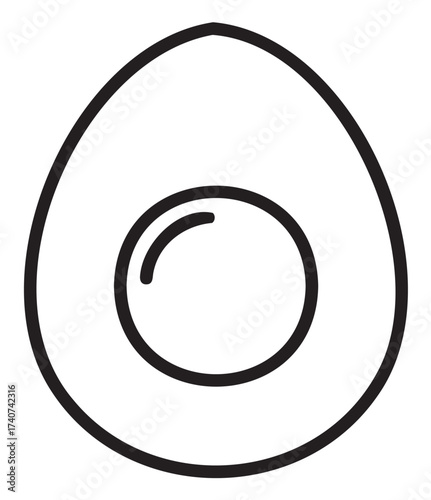 Black outline icon of a halved avocado with a visible seed, minimalist and clean design for food-related concepts.
