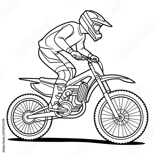 bicycle motocross illustration line art coloring page