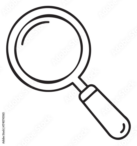 Black outline icon of a magnifying glass with a simple design and curved handle.