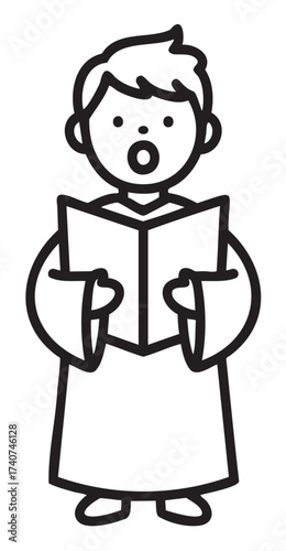 black and white choir boy singing clip art preview